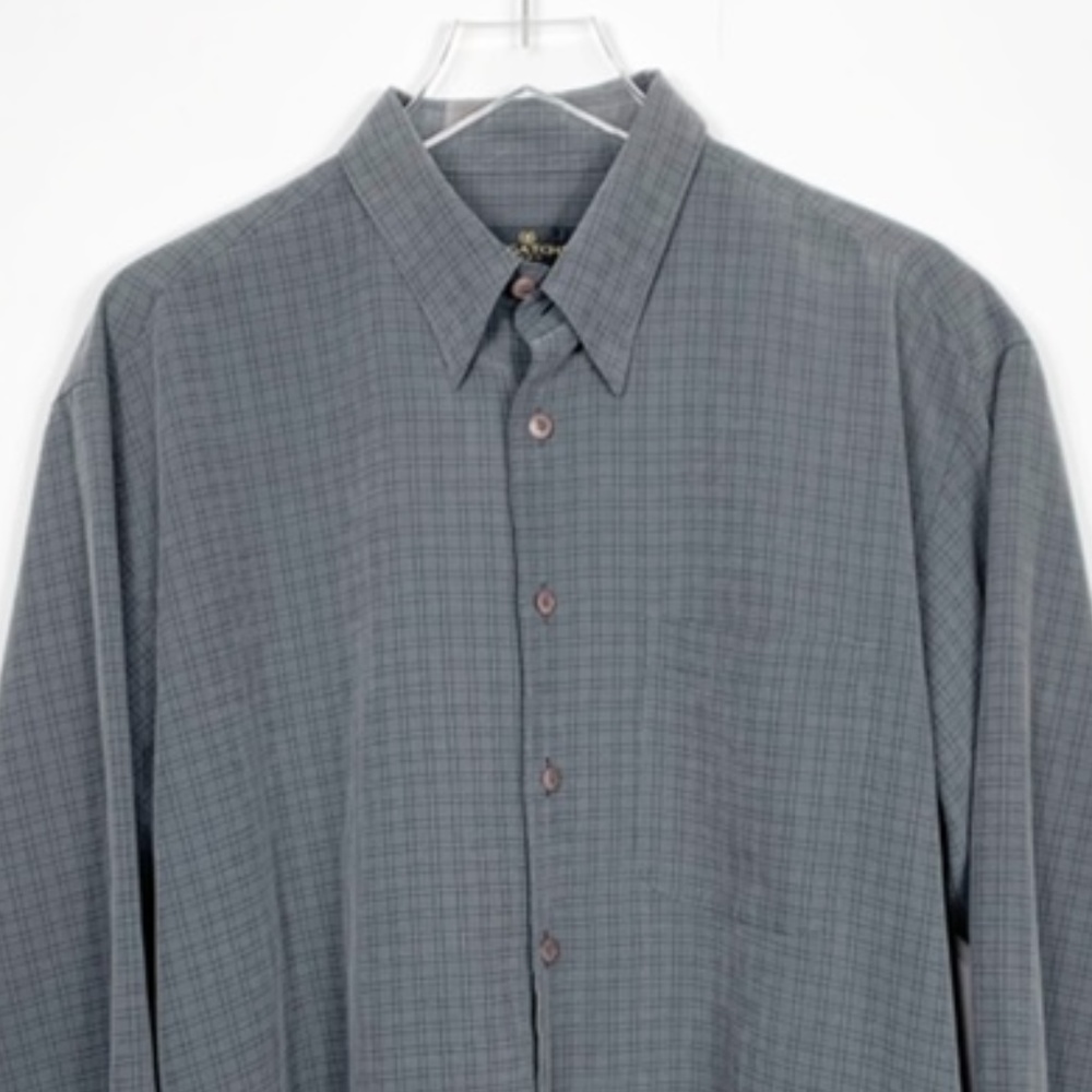 Bugatchi Gray/Black Checked Button Down Shirt - image 2